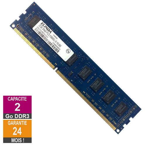 Barrette Mémoire 2Go Ram Ddr3 Elpida Ebj21Ue8Bdf0-Dj-F Pc3-10600U 1333Mhz 2Rx8