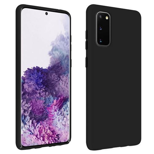 Avizar Coque pour Galaxy S20 Semi-rigide Soft Touch Compatible QI Noir