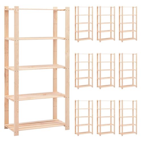 Vidaxl Opbergrekken 5-Laags 10 St 80X38x170 Cm Grenenhout 250 Kg3051116