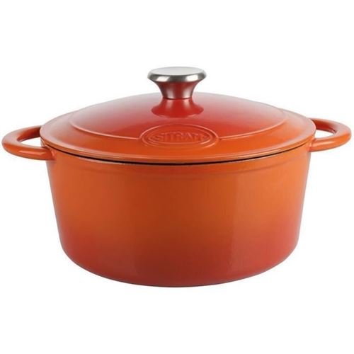Sitram Cocotte Tradifonte - 712573 - 5l Fonte Emaillee Ronde Blanc Et Orange - Tous Feux Dont Induction