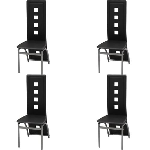 vidaXL Chaises de salle à manger 4 pcs Cuir artificiel Noir