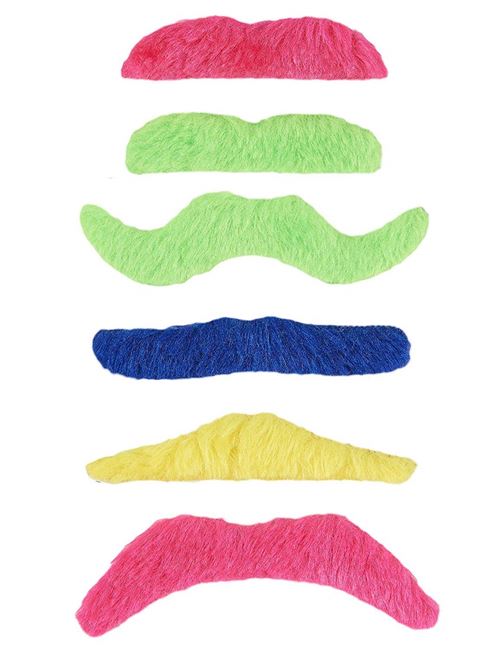 6 Moustaches adhésives fluos