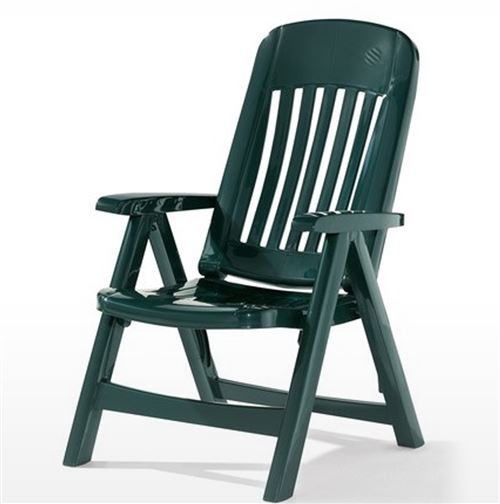 Fauteuil multi-positions en résine de synthèse, vert - 66 x 65 x 108 cm -PEGANE-