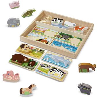Melissa & Doug formes en bois puzzle 16 animaux