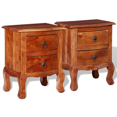 Chunhe Tables de chevet avec tiroirs 2 pcs Bois d'acacia massif AB243972