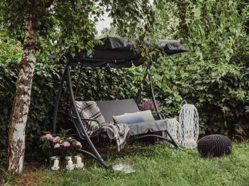Beliani - Balancelle de jardin - balancelle en métal et tissu gris foncé - Temple