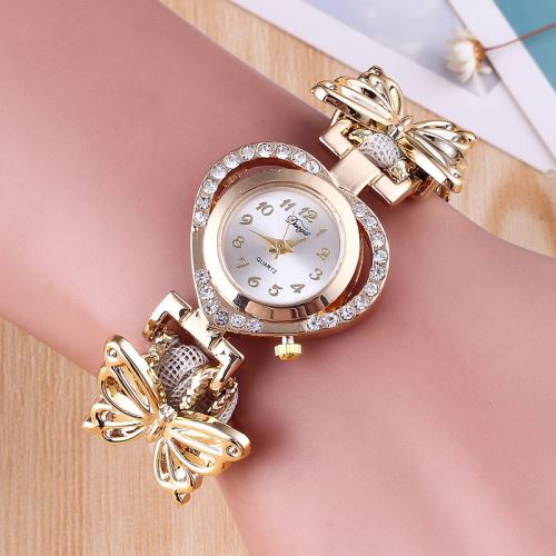 OHP Montre femme cœur - Montre quartz en acier inoxydable strass pour femmes - blanc .