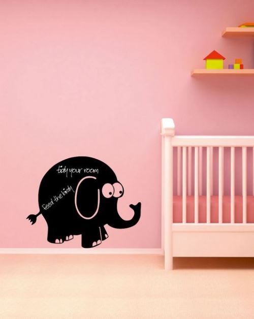HOMEMANIA Tableau Noir Sticker - Murale - Éléphant - pour Séjour, Chambre - Noir en Vinyle, 57 x 0,1 x 45 cm