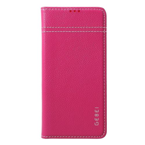 Etui en cuir véritable litchi avec porte-cartes rose pour votre Samsung Galaxy S10