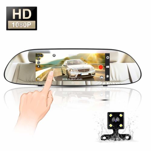 Miroir Dash Cam 17,8 cm écran tactile, Mayoga double objectif Enregistreur de conduite Full HD 1080p 170 ° Grand Angle