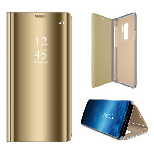 Etui en PU renseignements sur la surface miroir plaqué or smart view pour Samsung Galaxy S9