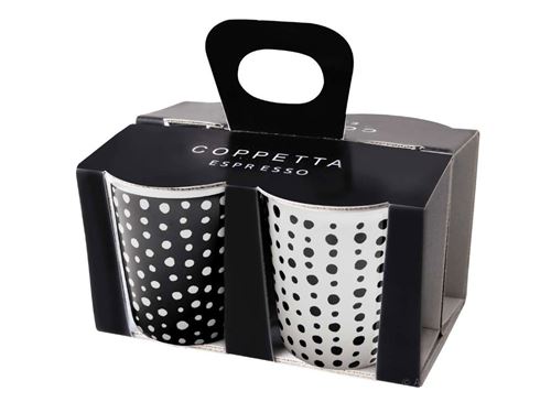 Tasse à expresso motifs noir et blanc 10cl pois - Lot de 4 COPPETTA