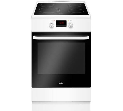 Amica ACI605B - Cuisinière - pose libre - largeur : 50 cm - profondeur : 60 cm - hauteur : 85 cm - avec système auto-nettoyant - classe A - blanc