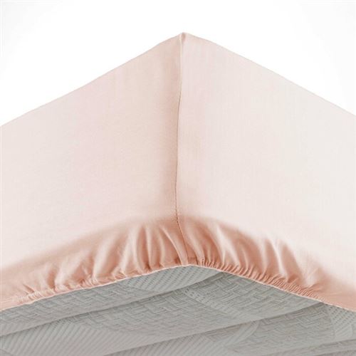 Drap housse 90 x 190 cm bonnet 30 cm Microfibre Oscar Nude