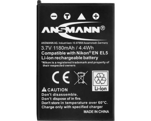 ANSMANN A-Nik EN EL 5 - Pile pour appareil photo - Li-Ion - pour Nikon Coolpix 3700, 4200, 5200, 5900, 7900