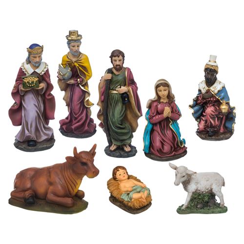 Santons pour cr&egrave;che de No&euml;l - 8 Pi&egrave;ces - H. 20 cm - Multicolore