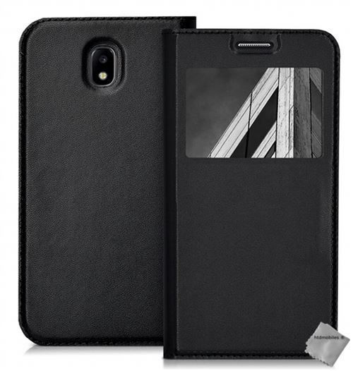Housse etui coque portefeuille s-view pour Samsung Galaxy J5 (version 2017) avec film ecran - NOIR