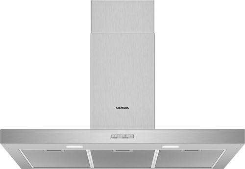 Siemens iQ100 LC96BBC50 - Hotte - hotte décorative - largeur : 90 cm - profondeur : 50 cm - extraction et recirculation (avec kit de recirculation supplémentaire) - acier inoxydable