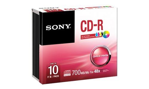 SONY  10CDQ80PS - 10 x CD-R - 700 Mo (80 min) 48x - surface imprimable