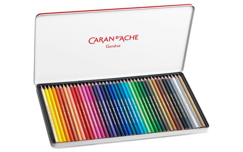 Caran d’Ache – Boîte métal de 40 crayons de couleurs aquarellables Swisscolor – Caran d’Ache