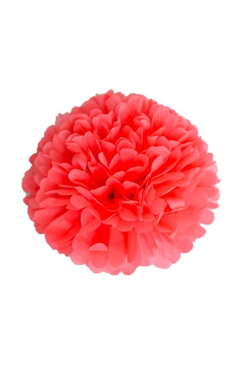Pompom Satin Corail 15cm - Corail - 15 cm de diamètre