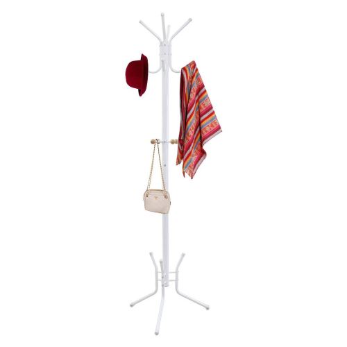 Todeco - Portemanteau, Portant pour Manteaux et Chapeaux, Blanc, Dimensions: 50,0 x 50,0 x 177,8 cm