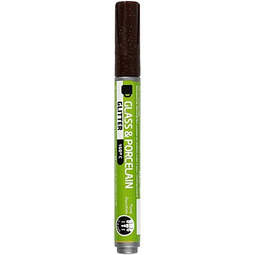 Creotime peinture stylo verre & porcelaine pailletée marron