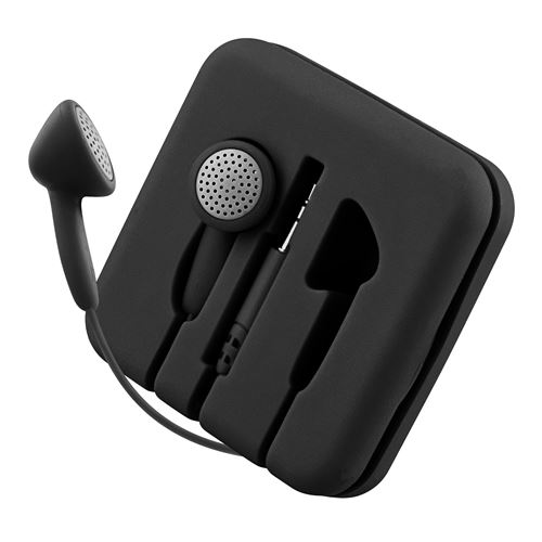 TNB POCKET - &eacute;couteurs boutons avec &eacute;tui enrouleur en silicone - Noir