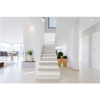 CPM - Contremarche adhésive en PVC imitation Bois - L. 100 x l. 17 cm - Blanc - Bois - 1