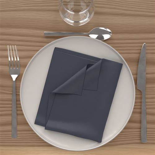 Lot de 3 serviettes de table ALIX bleu jean