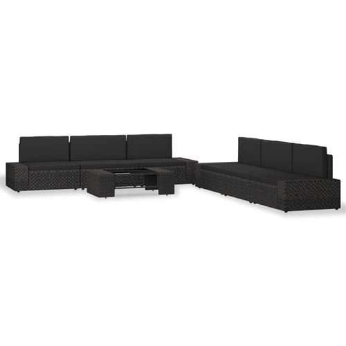 Vidaxl salon de jardin 7 pcs r&eacute;sine tress&eacute;e noir 3054578