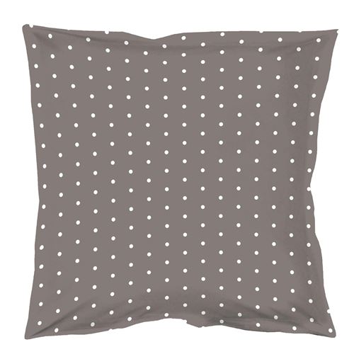 Taie d'oreiller volant plat 63 x 63 cm imprime 57 fils allover pixa Taupe/Blanc