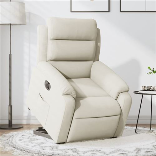 Non Communiqué Crème Fauteuil Inclinable Électrique Velours