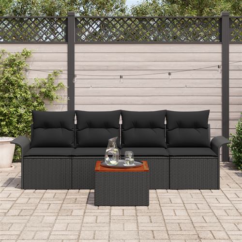 vidaXL Gartensofa-set 5 Stk. 4-Sitzanzahl Schwarz Poly-Rattan