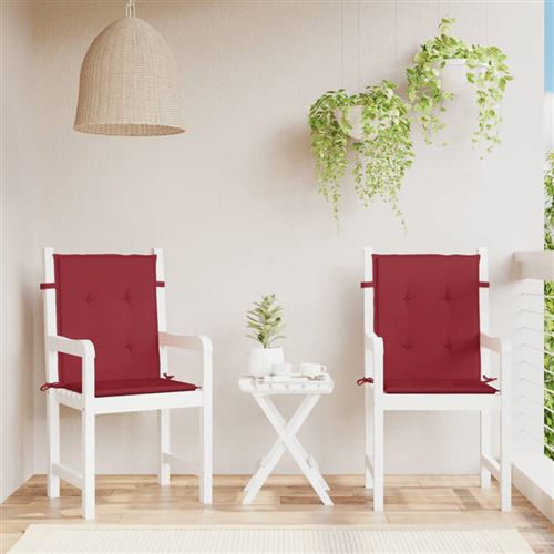 vidaXL Coussins de chaise de jardin 2 pcs Rouge bordeaux 100x50x3 cm