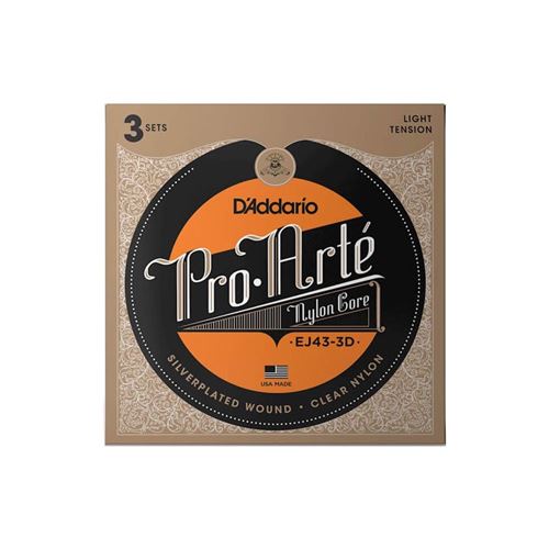 D'addario EJ43-3D - Pack de 3 jeux de cordes guitare classique - Tension light