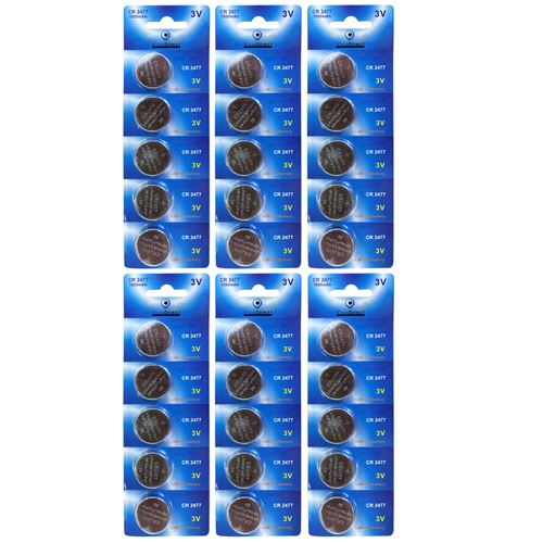 Lot de 30 Piles bouton plates lithium type CR2477 3V - Visiodirect -