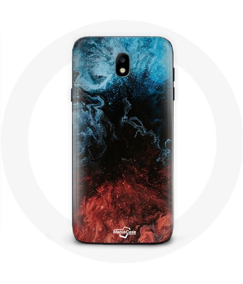 Coque pour Samsung Galaxy J7 2017 fond de texture abstraite rouge noir bleu Maniacase