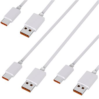 Lot De 3 Câbles Charge Rapide USB-A Vers USB-C 1,2m - Noir, Compatible Universel, Neuf Sous Blister