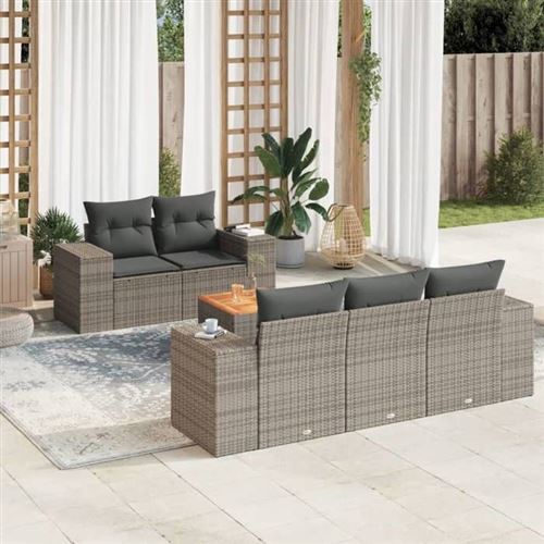 VIDAXL - Salon de jardin - 5 personnes - Résine tressée - Gris - 6 pièces - Image 2