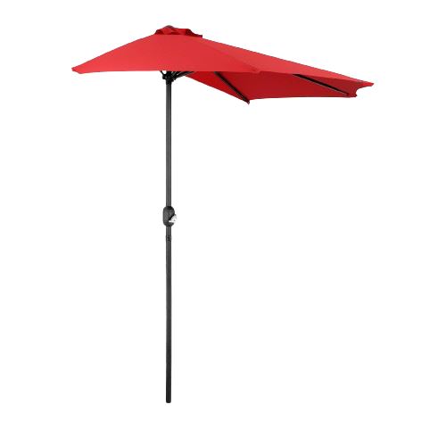 Uniprodo Demi parasol - rouge - Pentagonal - 270 x 135 cm