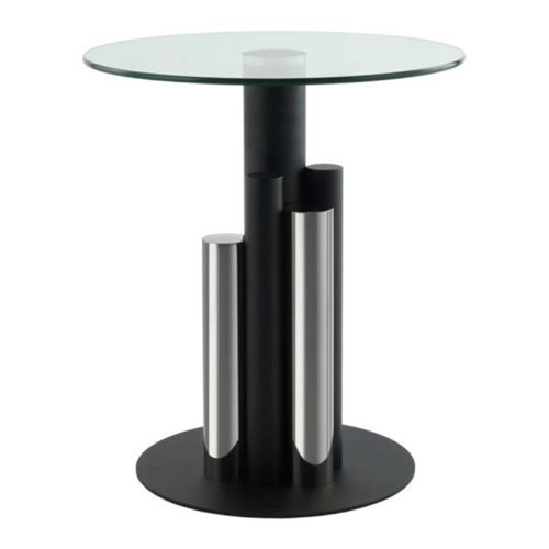 Kayoom Beistelltisch "Ontario 225, Runde Glasplatte aus Sicherheitsglas, 100% Edelstahl" 1 Stk. tlg. Modernes Design, zweifarbiges Säulengestell, Eyecatcher Element