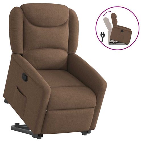 VIDAXL - Fauteuil de salon - Fauteuil releveur réglable - Tissu - Marron - Image 2
