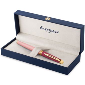 Stylo plume Waterman Hémisphère, laque rose, finition dorée, plume moyenne plaqué or, coffret cadeau