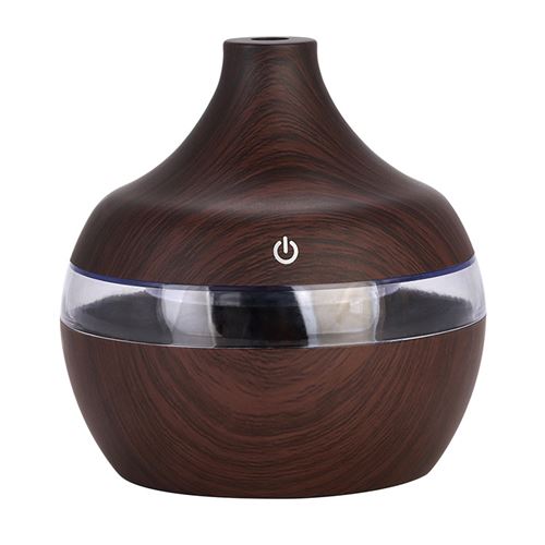 Humidificateur d'air électrique Mini USB avec Lumières LED 300ml Grain de bois Foncé