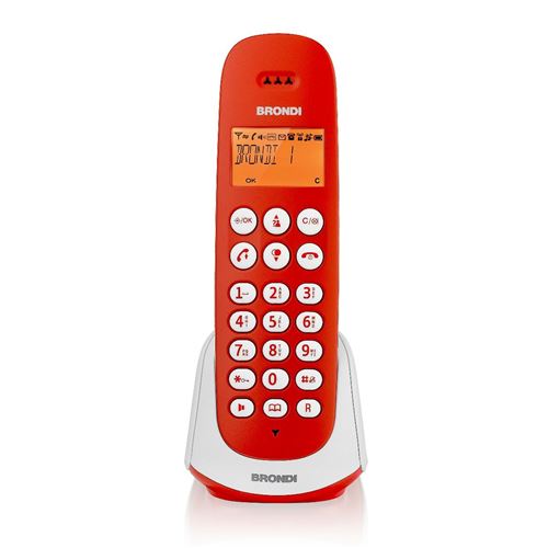Téléphone sans fil Brondi Adara DECT avec identification de l appelant Rouge Blanc