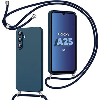 Coque pour Samsung Galaxy A25 5G, Bleu Navy, Coque en Silicone avec Cordon Ajustable , Protection Antichoc - BOOLING - 1