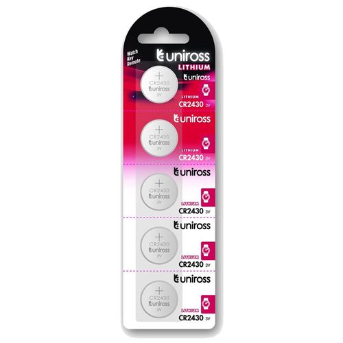 UNIROSS Pack de 5 Piles Lithium CR2430, 3V