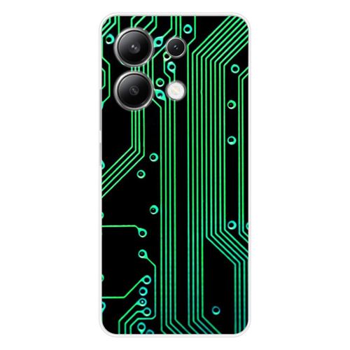 Coque en silicone imprimée compatible Xiaomi Redmi Note 13 4G Texture circuit geek