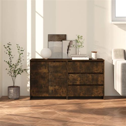 Non Communiqué Brun Buffets 2 Pcs Chêne Fumé Bois D Ingénierie